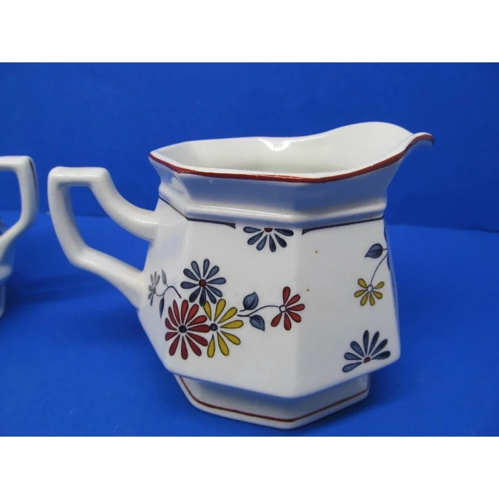 Adams Ironstone Vermont Covered Sugar Dish And Creamer Excellent Cond